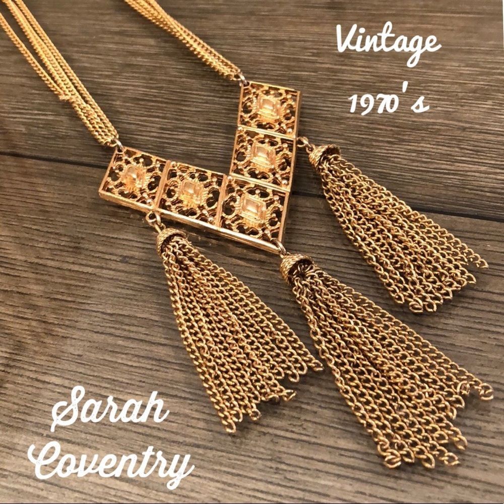 Vintage 1972  Sarah Coventry Hi-Lo Elegance Tassel Necklace Retro